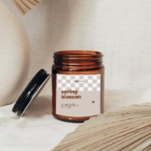 Retro Boho Geruite Soy Kaars Pot Label