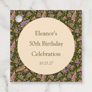 Retro Boho Groen Schattige Bloemen Aangepast 50ste Bedankjes Labels