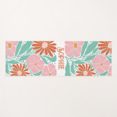 Retro Boho Groovy Bloemen Gepersonaliseerde Yoga M Yogamat (Voorkant (horizontaal))