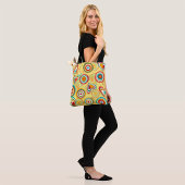 Retro Boho Harten en Cirkels 70s Groovy Patroon Draagtas