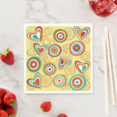 Retro Boho Harten en Cirkels 70s Groovy Patroon Servet (Insitu)
