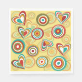 Retro Boho Harten en Cirkels 70s Groovy Patroon Servet (Voorkant)