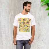 Retro Boho Harten en Cirkels 70s Groovy Patroon T-shirt