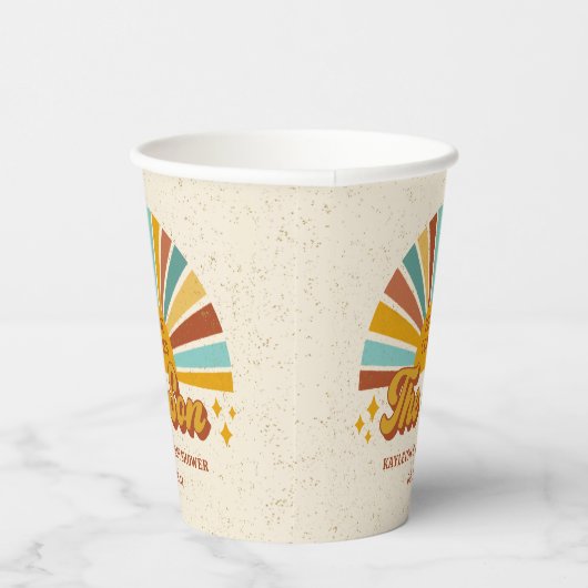 Retro Boho Hier komt het Son Baby shower Papieren Bekers (Rechts)
