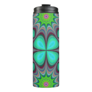 Retro Boho Hippie Groene Klaver Psychedelic Mandal Thermosbeker