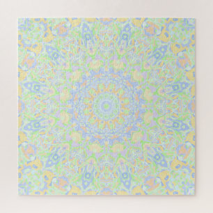 Retro Boho Hippie  Trippy Pastel Mandala Legpuzzel