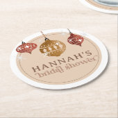 Retro Boho Kerst Bal Bruidsfeest Ornamente Ronde Kartonnen Onderzetter (Gebogen)