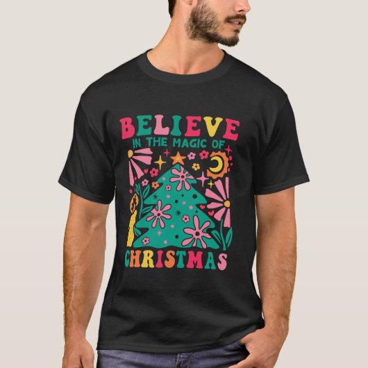Retro Boho Kerstboom  Magic Hippie Can T-shirt (Voorkant)