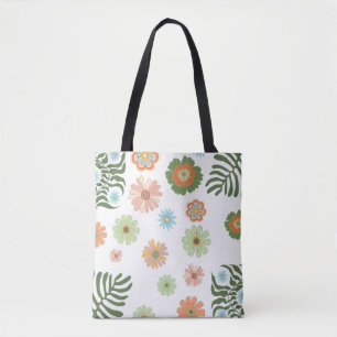 Retro Boho Kleurrijke Bloemen Stijlvol Draagtas