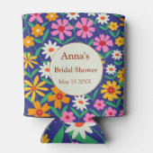 Retro Boho Kleurrijke Bloemen Vrijgezellenfeest Blikjeskoeler (Achterkant)