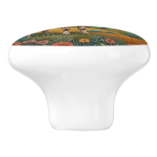 Retro boho lama alpaca berglandschap keramische knop (Zijkant)