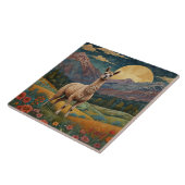 Retro boho lama alpaca berglandschap tegeltje (Zijkant)