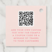 Retro boho logo QR blush roze dank je hang labels (Achterkant)
