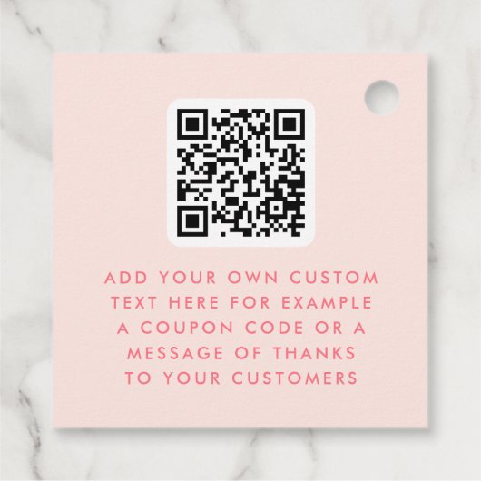 Retro boho logo QR blush roze dank je hang labels (Achterkant)