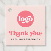 Retro boho logo QR blush roze dank je hang labels (Voorkant)