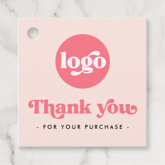 Retro boho logo QR blush roze dank je hang labels (Voorkant)