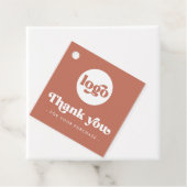 Retro boho logo QR terracotta dank u hang labels (In situ)