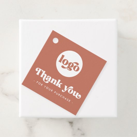 Retro boho logo QR terracotta dank u hang labels (In situ)