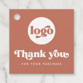Retro boho logo QR terracotta dank u hang labels (Voorkant)