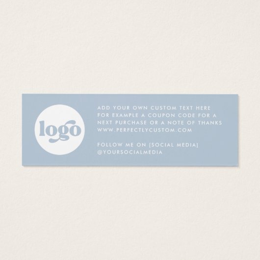 Retro boho logo stoffig blauw dank u insert kaart (Achterkant)