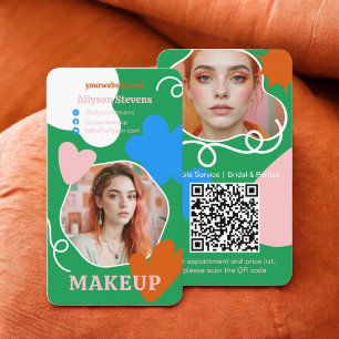 Retro boho make-up schoonheidsvormen foto qr code visitekaartje