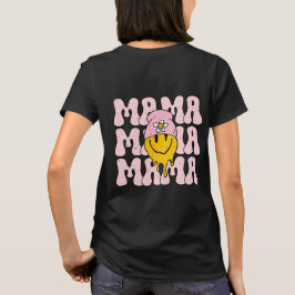 Retro Boho Mama, Schattig Glimlach Gelukkig Gezich T-shirt