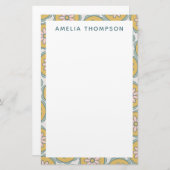 Retro Boho Mandala Bloempatroon gepersonaliseerd Briefpapier (Voorkant / Achterkant)