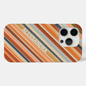 Retro  boho monogram sinaasappel blauw strepen Case-Mate iPhone case (Achterkant (horizontaal))