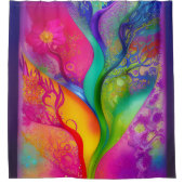 Retro Boho Neon Abstrait rideau de douche Floral (Devant)