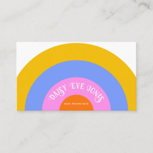 Retro Boho Pink Gold Blue Rainbow Visitekaartje