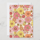 Retro Boho Pink Yellow Floral Baby shower Kaart (Achterkant)