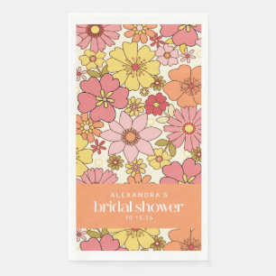 Retro Boho Pink Yellow Floral Vrijgezellenfeest Aa Servet