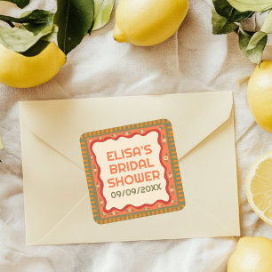 Retro Boho Plezier Handgemaakte BRUIDSSCHOUW OP MA Vierkante Sticker