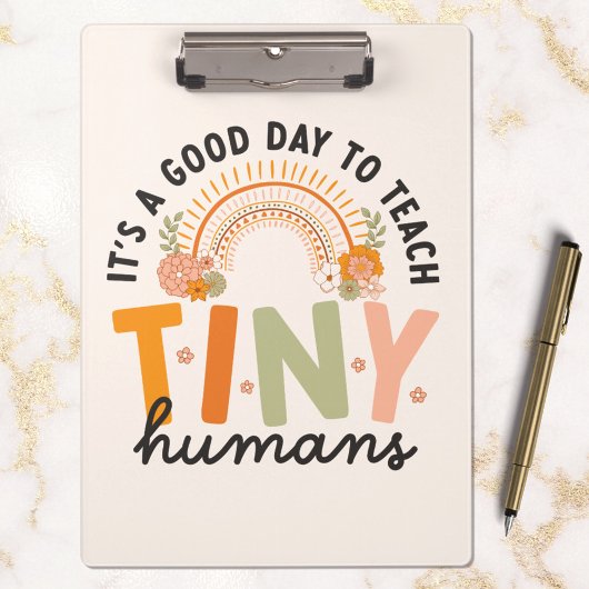 Retro Boho Preschool Leraar Quote Klembord