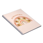 Retro Boho Rainbow Name Spiral Photo Carnet (Côté Droit)