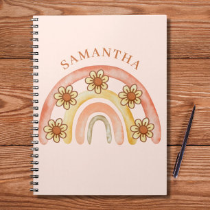 Retro Boho Rainbow Name Spiral Photo Carnet