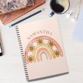 Retro Boho Rainbow Name Spiral Photo Carnet