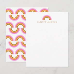 Retro Boho Regenboog Gepersonaliseerde Naam Briefp Notitiekaartje