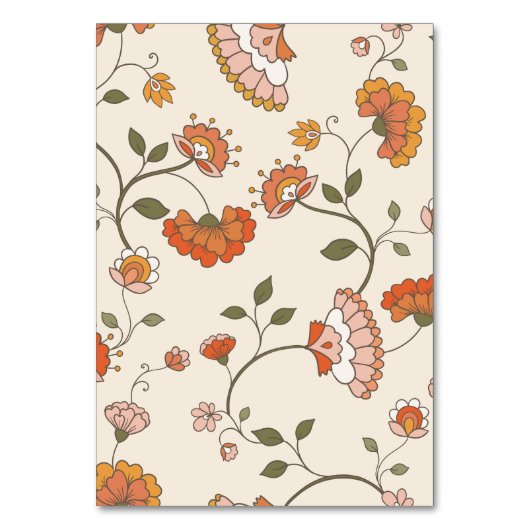 Retro Boho Rood Geel Bloempatroon Tabel Kaart (Achterkant)