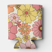 Retro Boho Roze Bloemen Groovy Bat Mitzvah Custom Blikjeskoeler (Achterkant)