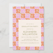 Retro Boho Roze Oranje Bloemenslinger Afstudeerfee Kaart (Voorkant)