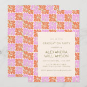Retro Boho Roze Oranje Bloemenslinger Afstudeerfee Kaart (Voorkant / Achterkant)