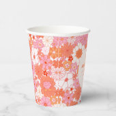 Retro Boho Roze Sinaasappel Bloemen Custom Baby sh Papieren Bekers (Rechts)