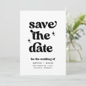 Retro Boho Save the Date Zwart en Wit Kaarten (Staand voorkant)