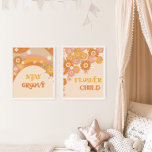 Retro boho séjour super fleur enfant garderie<br><div class="desc">Retro boho séjour super fleur enfant pépinière Wall Art Sets</div>