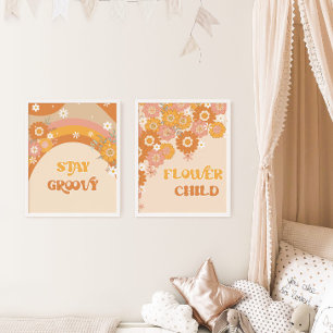 Retro boho séjour super fleur enfant garderie
