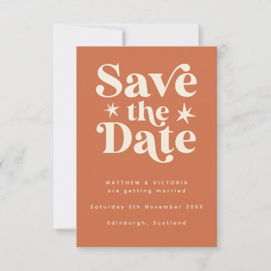 Retro Boho Simple Save the Date Card (Voorkant)