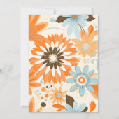 Retro Boho Sinaasappel Blauw Bloemen Groovy Bruilo Kaart (Achterkant)