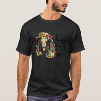Retro Boho Skull Cowgirl Boots Hat Boots Class A L T-shirt