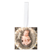 Retro Boho Stippen Neutraal Monogram Kubus Ornament (Voorkant)